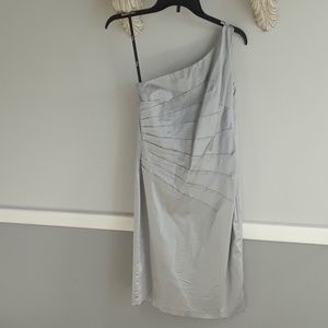 Roulette, medium, silver one shoulder dress